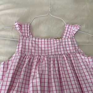Classic Whimsy pink and white dress with flutter sleeves, size 7